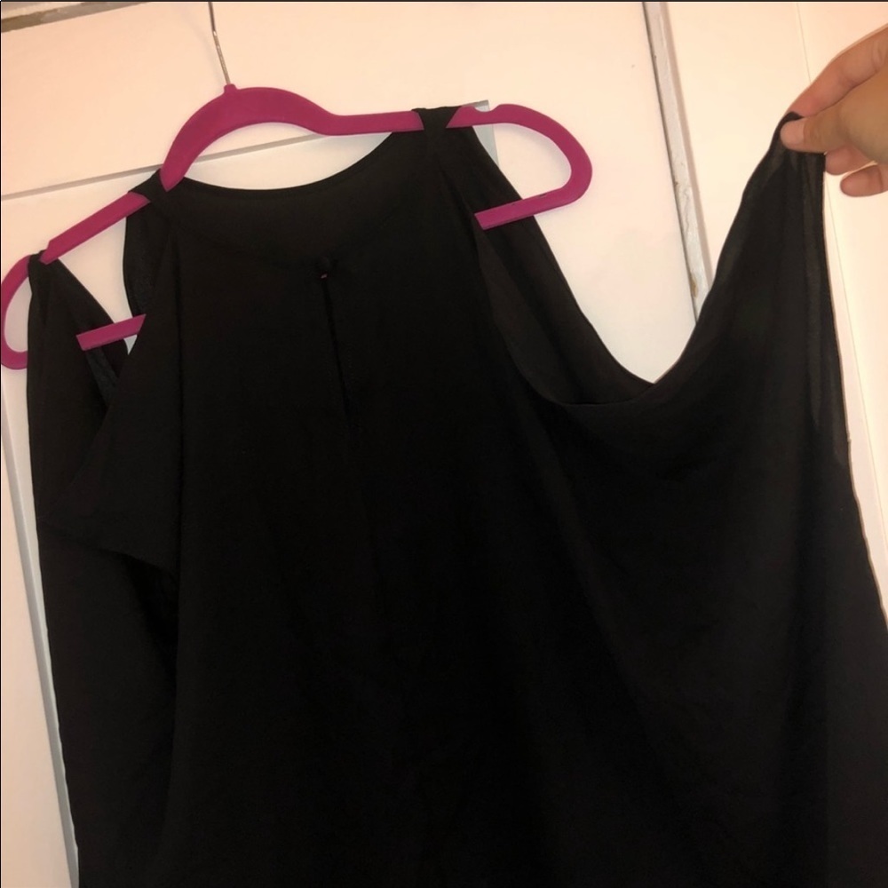 ⛱️ASOS - Black Long Sleeve Sheer Cold Shoulder Blouse - 14